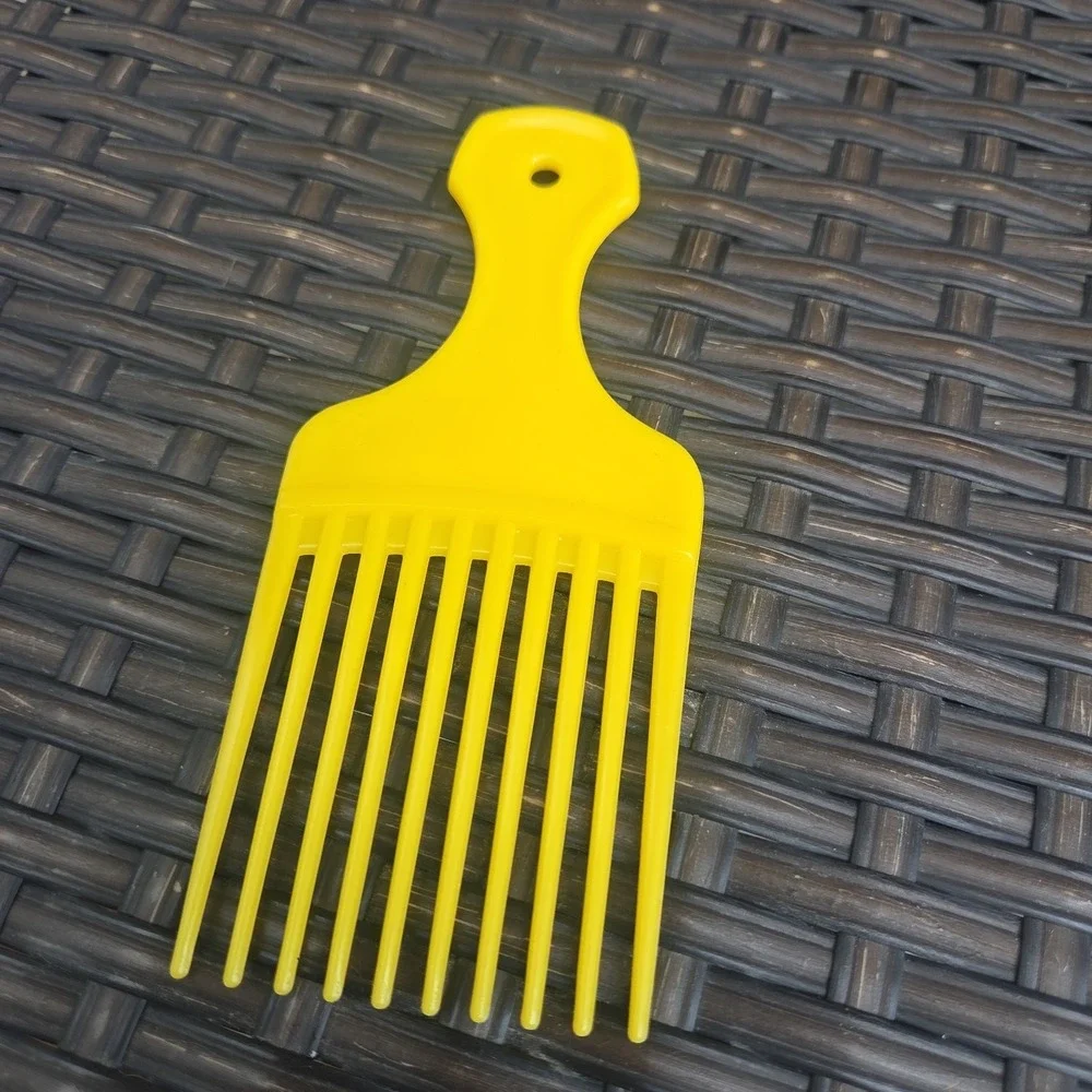 Small Vtg 1990s USA Color Dip Hair Pick Lift Comb Bright Yellow 5